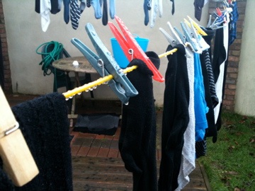Wet washing on  the line